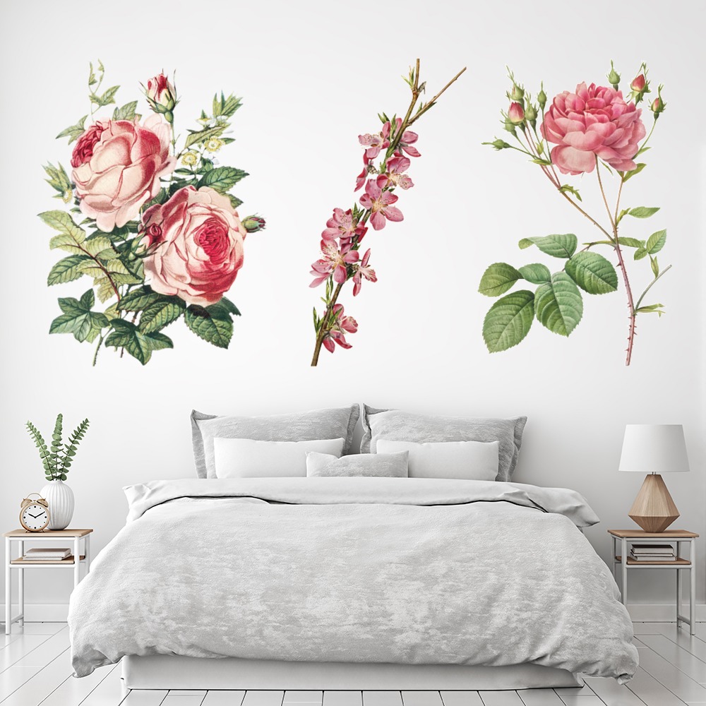 Pink Rose Set Floral Wall Sticker