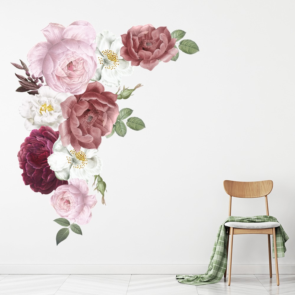 Pink Rose Bouquet Floral Wall Sticker