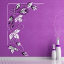 Purple Flowers Grey Black Vines Wall Sticker