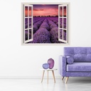 Purple Lavender Field 3D Window Wall Sticker