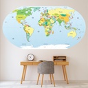 Political World Map Educational Wall Sticker