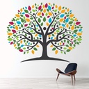 Rainbow Tree Pink Yellow Leaves Wall Sticker