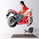 Red Biker Babe Wall Sticker