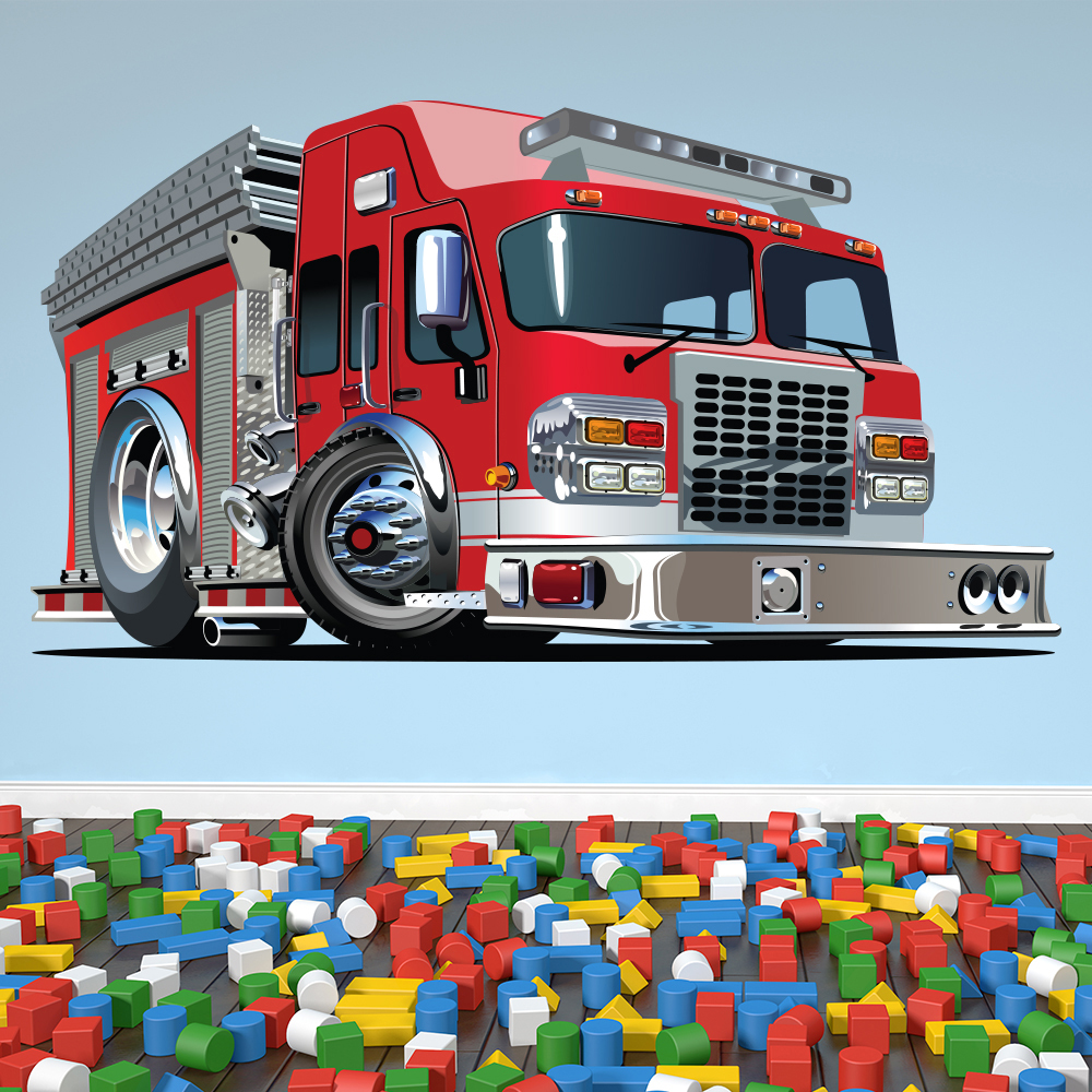 Red Fire Engine Wall Sticker - Mod2