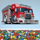 Red Fire Engine Wall Sticker - Mod2