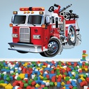 Red Fire Engine Wall Sticker - Mod1