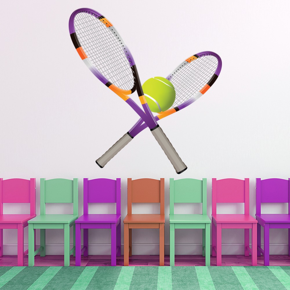 Purple Orange Tennis Bats Wall Sticker