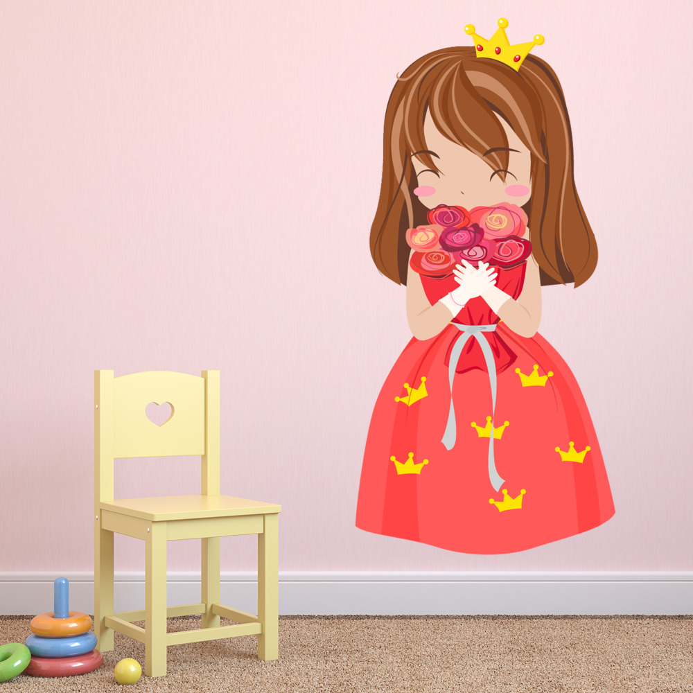 Red Flower Princess Fairytale Wall Sticker