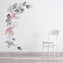 Red Floral Flower Corner Wall Sticker