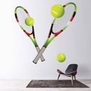 Red Green Tennis Bats Wall Sticker