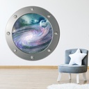 Purple Galaxy Spiral Space Porthole Wall Sticker
