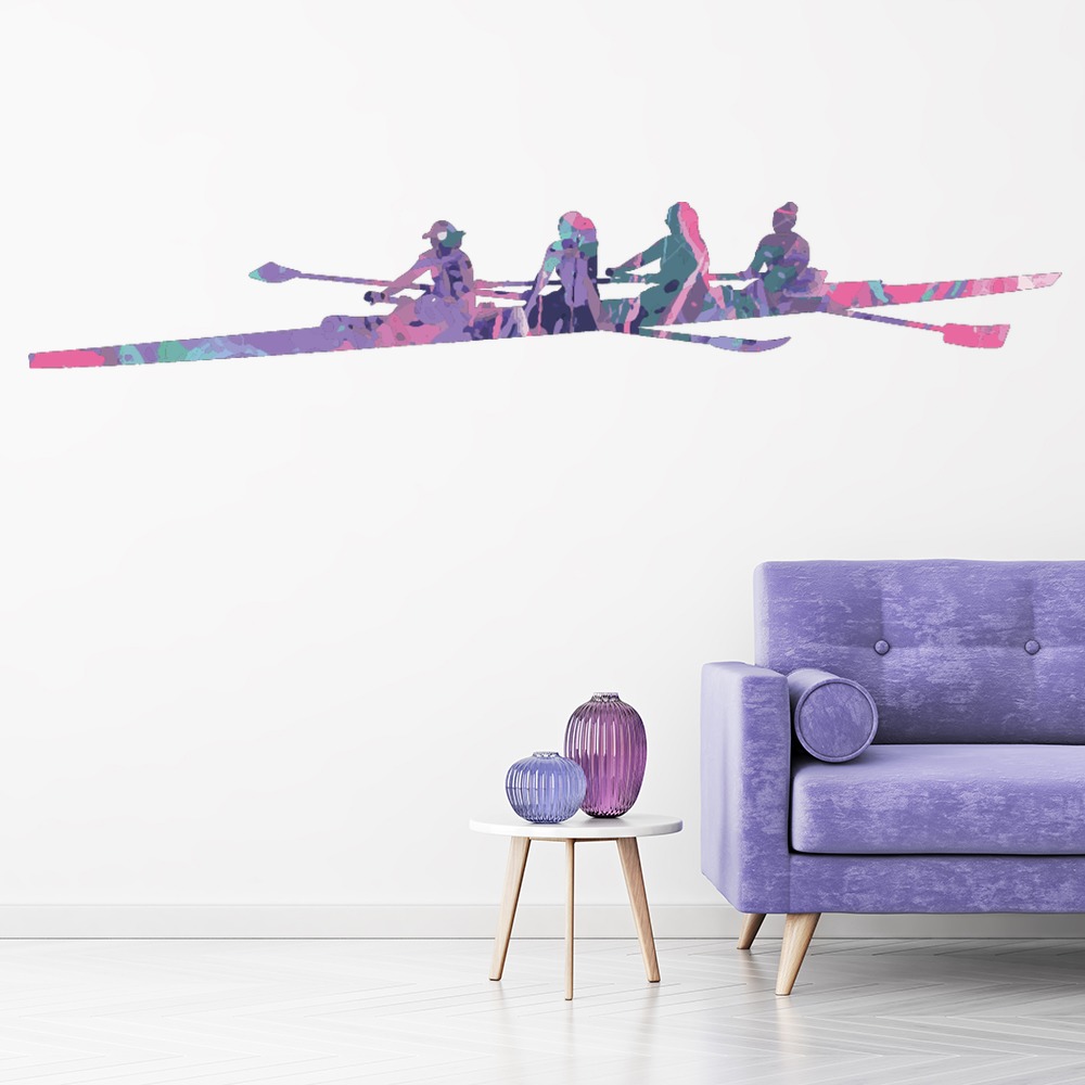 Purple Paint Splash Rowing Sports Wall Sticker