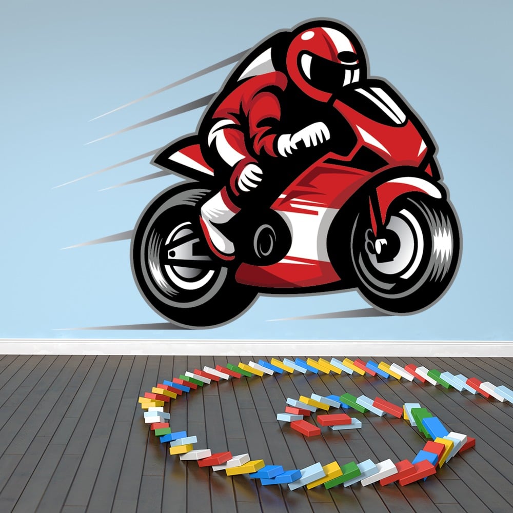 Red Motorbike Race Sports Transport Wall Sticker