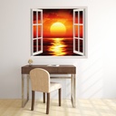 Red Ocean Sunset 3D Window Wall Sticker