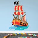 Red Pirate Ship Wall Sticker