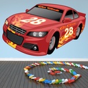 Red Sports Car Flames Race Wall Sticker