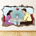Retro Date Night 3D Hole In The Wall Sticker