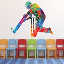 Rainbow Batsman Cricket Wall Sticker