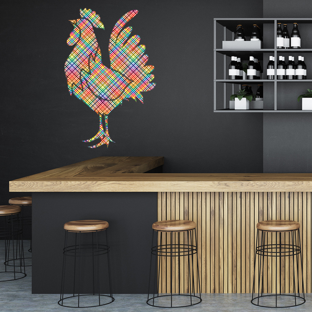 Rainbow Rooster Farm Bird Wall Sticker
