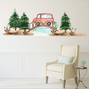 Red Car On Bridge Childrens Nursery Wall Sticker Scene