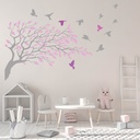 Rose Pink & Grey Tree Branch Wall Sticker
