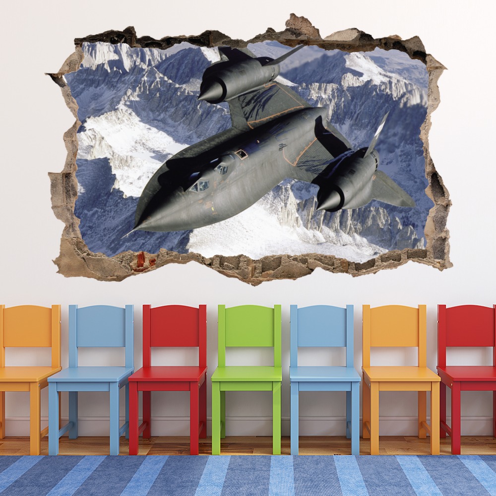 SR-71 Blackbird Aircraft 3D Hole In The Wall Sticker