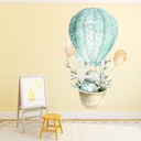 Blue Bunny Hot Air Balloon Nursery Wall Sticker