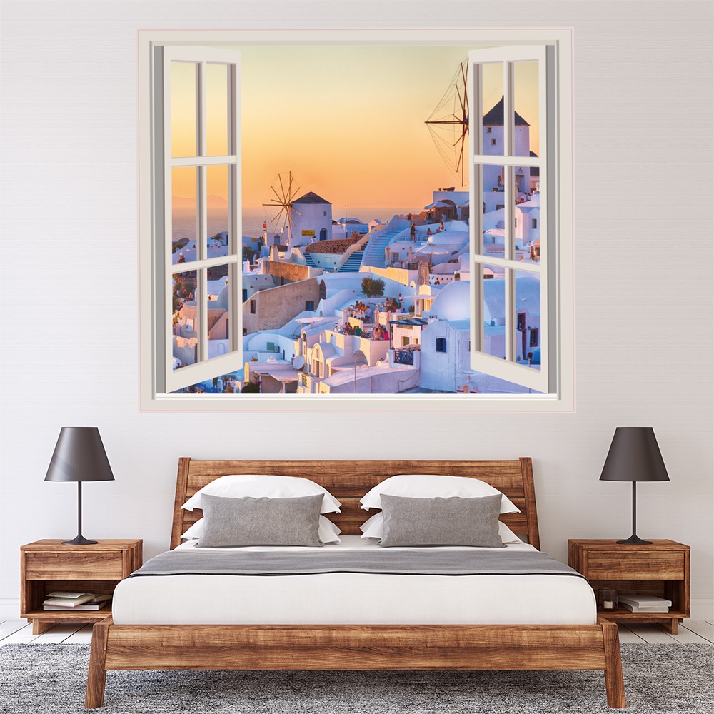 Santorini Sunset Greece 3D Window Wall Sticker