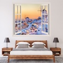 Santorini Sunset Greece 3D Window Wall Sticker