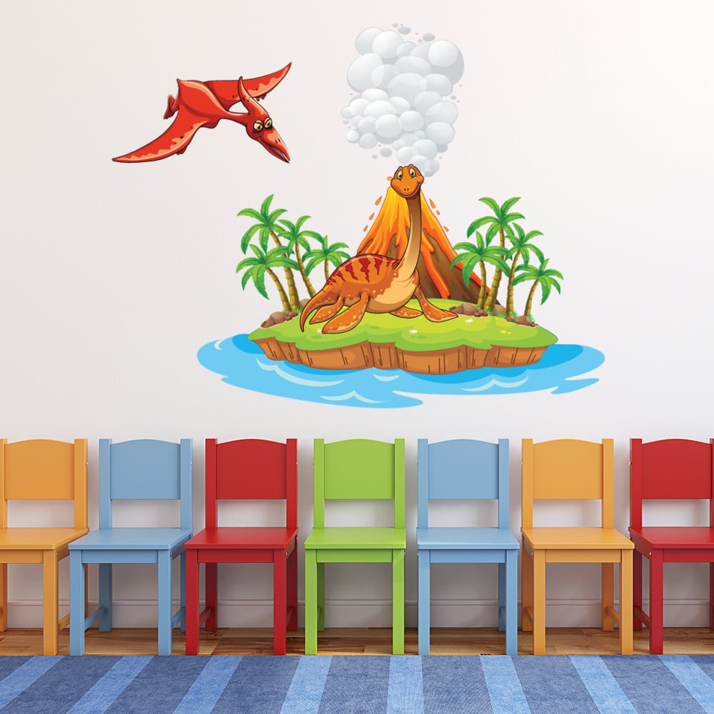 Red Pterodactyl Dinosaur Island Wall Sticker