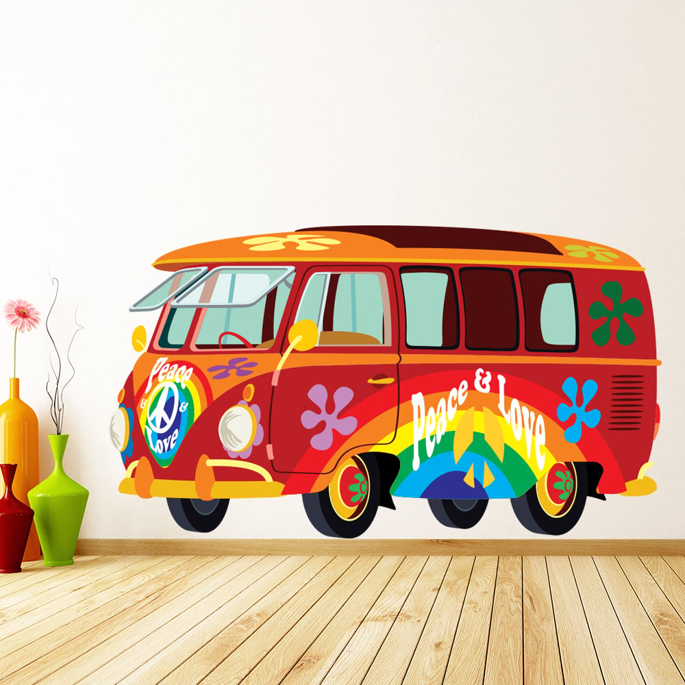 Red VW Campervan Wall Sticker
