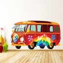 Red VW Campervan Wall Sticker