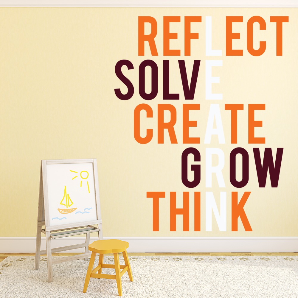 Reflect, Solve, Grown & Think Inspirational Wall Sticker