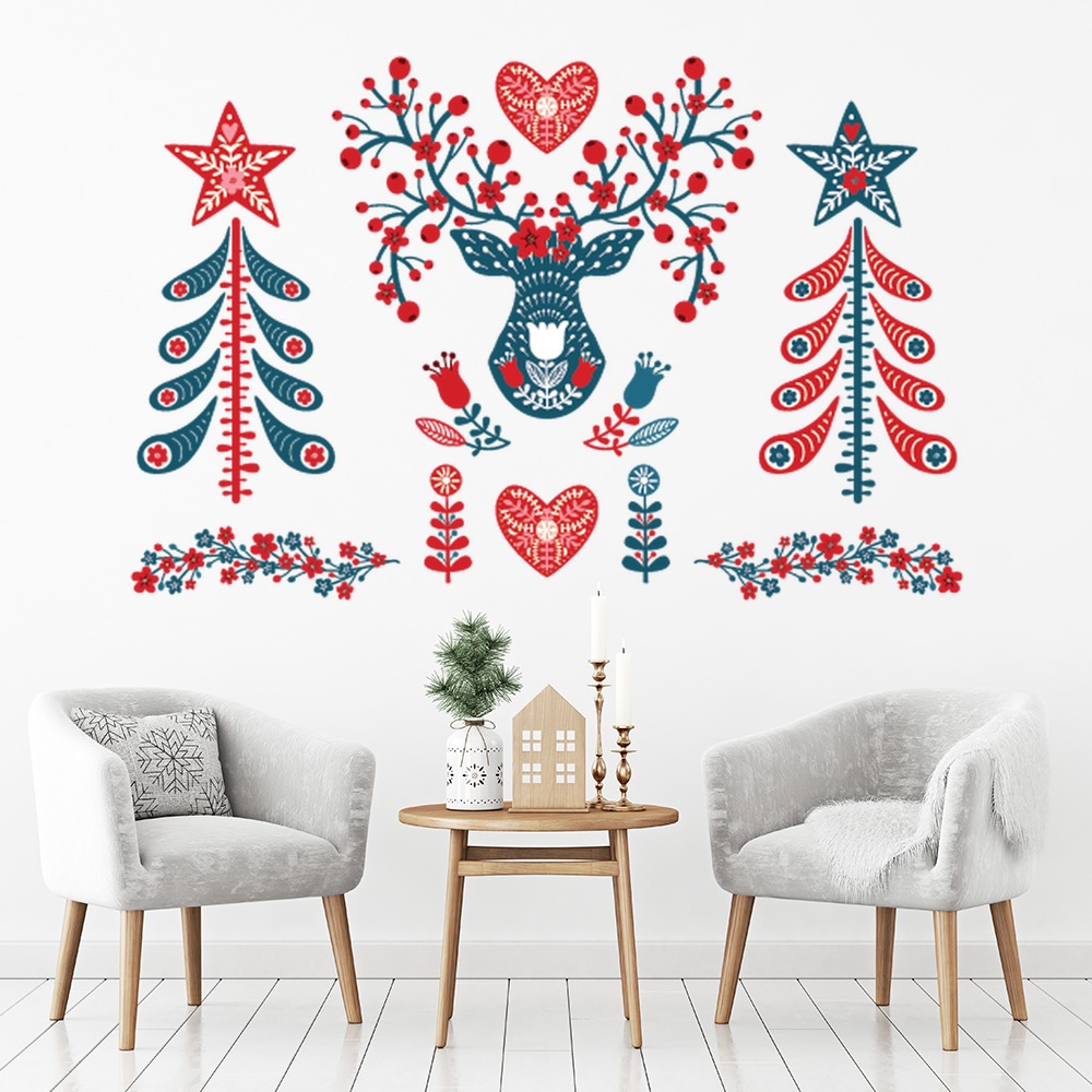 Christmas Trees & Reindeer Festive Wall Sticker