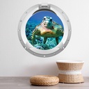 Sea Turtle Porthole 3D Wall Sticker