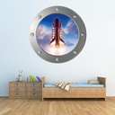 Rocket Ship Launch Porthole Wall Sticker