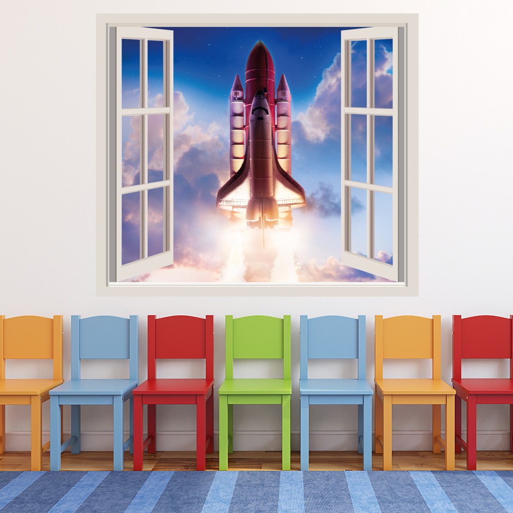Rocket Launch 3D Window Wall Sticker