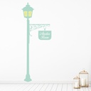Personalised Name Light Green Lamp Post Wall Sticker