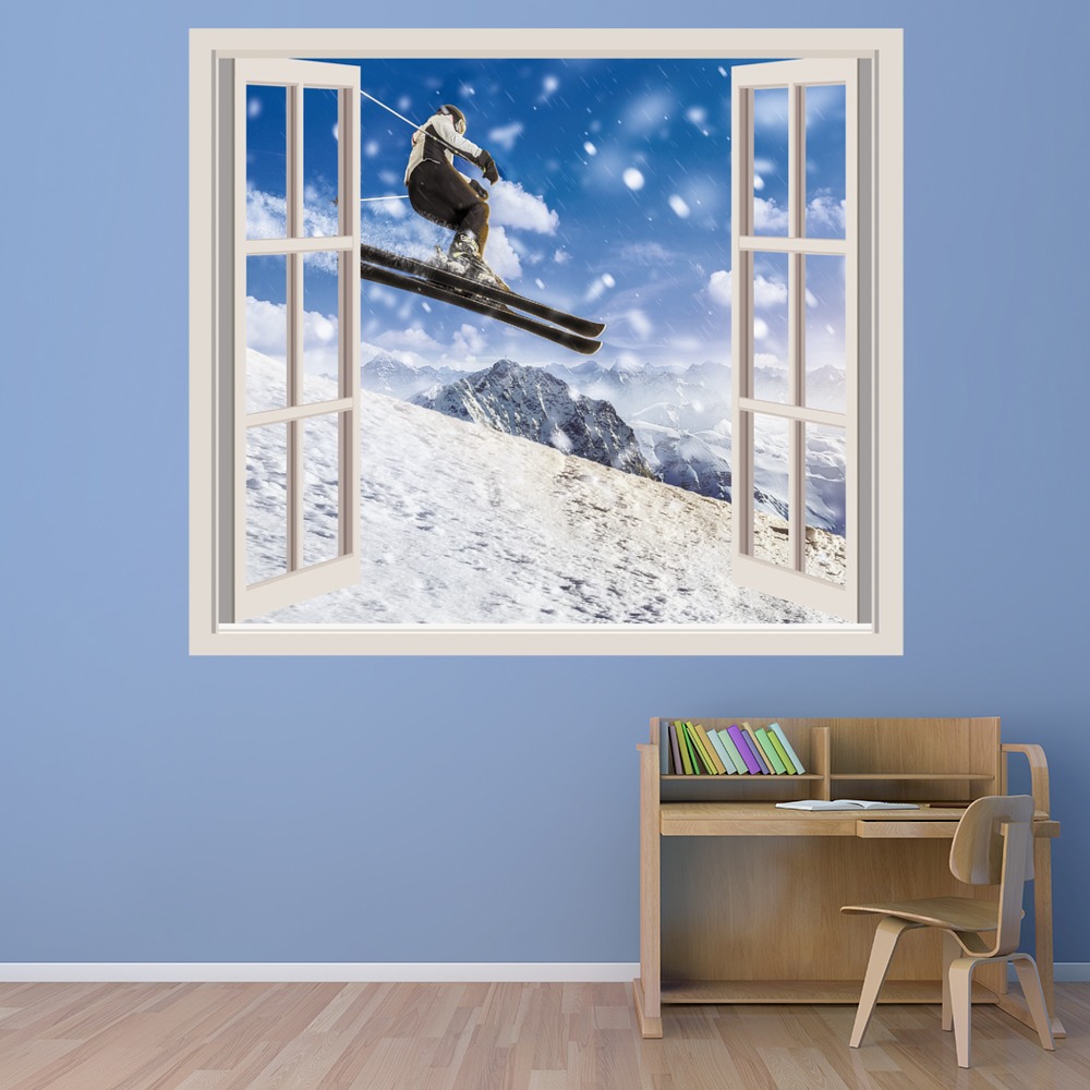 Ski Jump Winter Sports 3D Window Wall Sticker