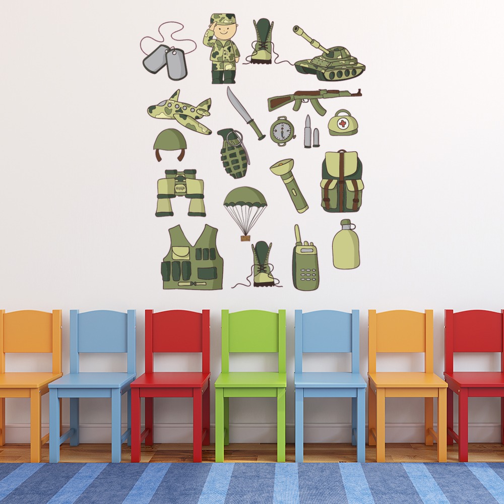 Soldier Army Kids Wall Sticker Set