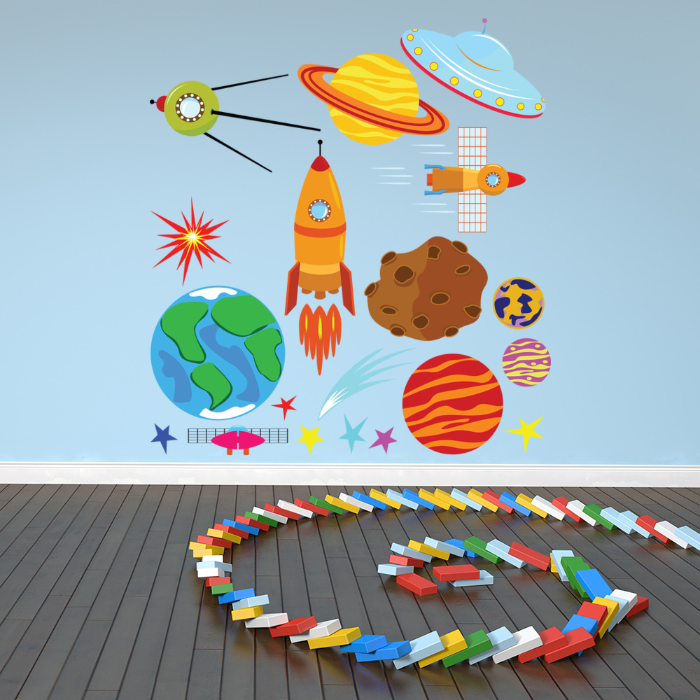 Space, Planets & Rocket Wall Sticker Set