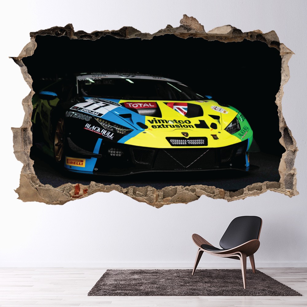 Sports Race Car 3D Hole In The Wall Sticker