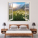 Spring Flowers Mountains 3D Window Wall Sticker