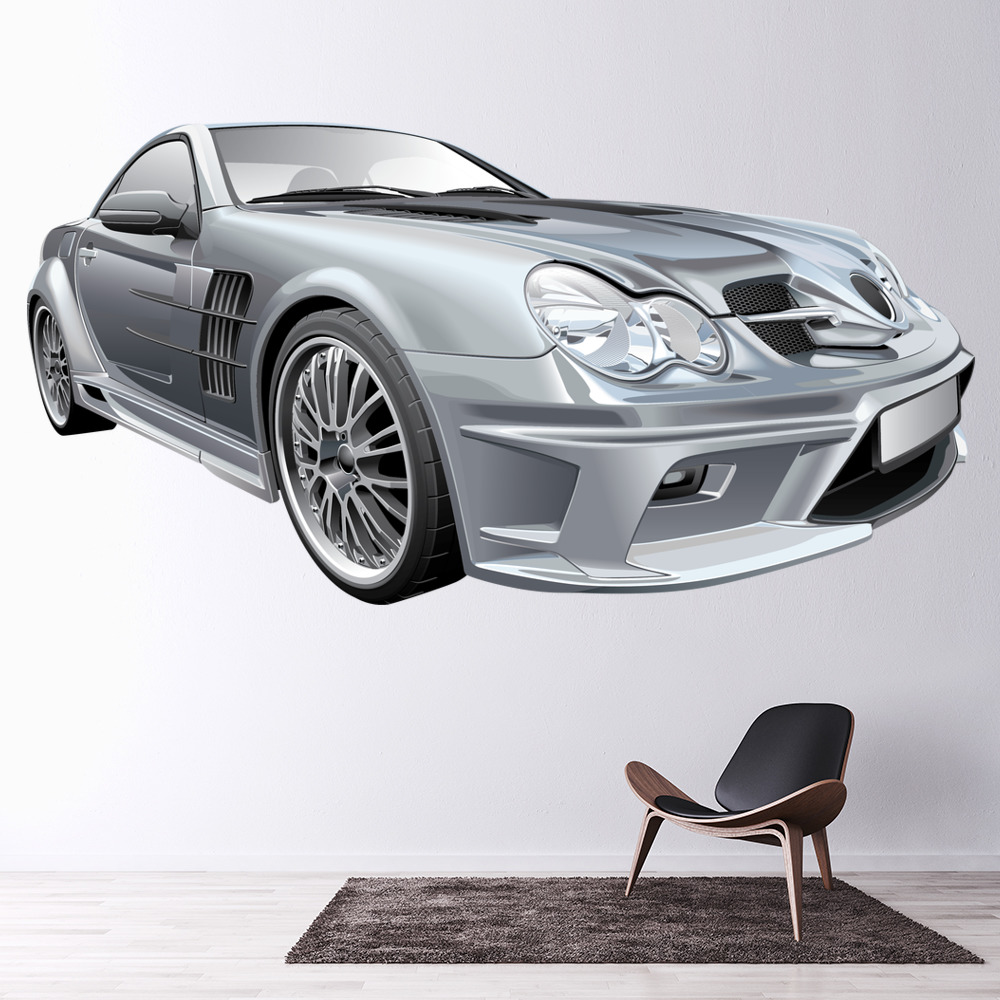 Silver Sports Car Wall Sticker