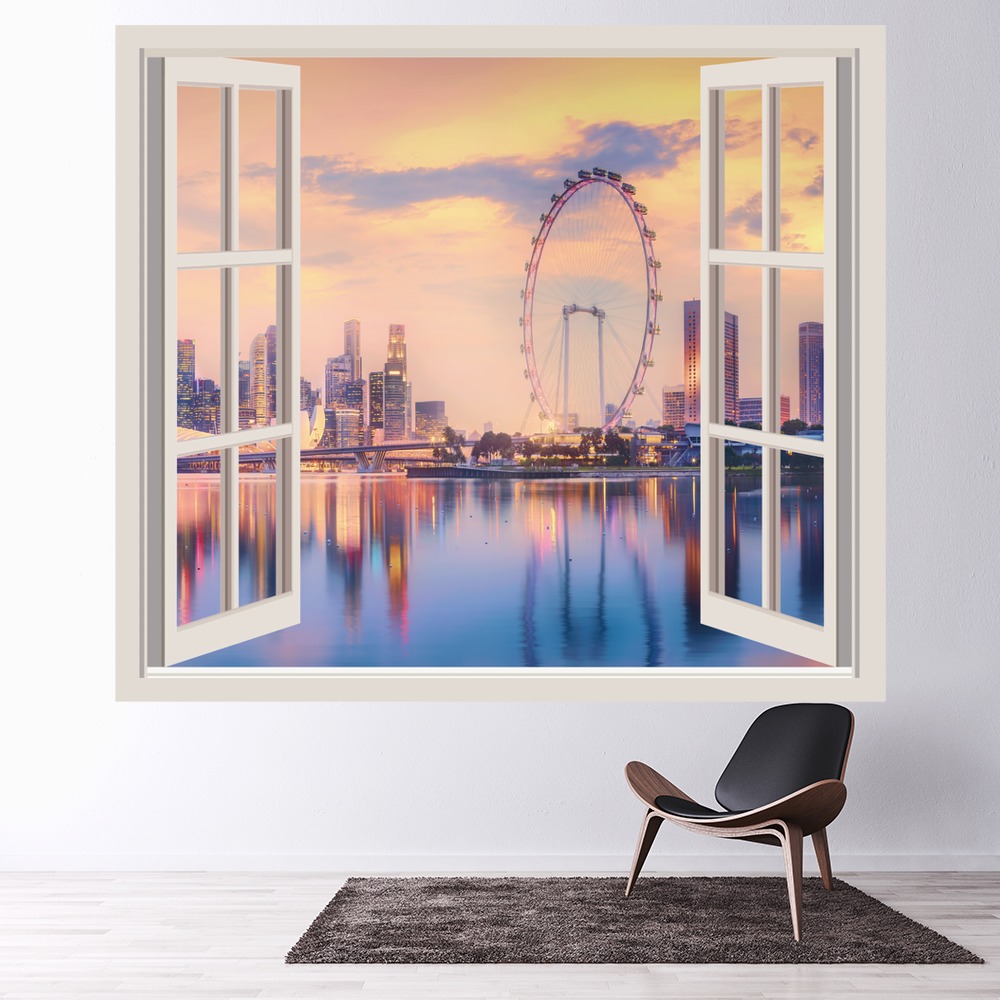 Singapore Skyline 3D Window Wall Sticker