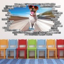 Skateboard Dog Grey Brick 3D Hole In The Wall Sticker