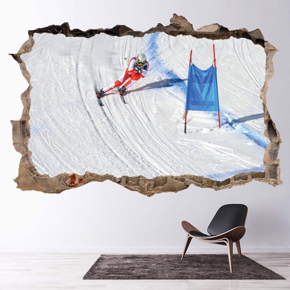 Ski Slalom 3D Hole In The Wall Sticker