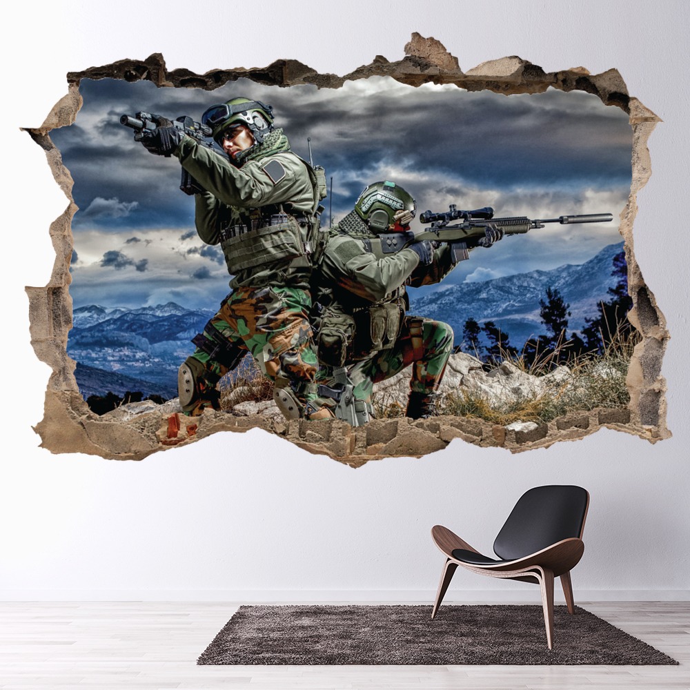 Soldiers Army 3D Hole In The Wall Sticker