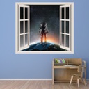 Space Adventure 3D Window Wall Sticker