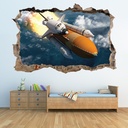 Space Rocket Launch 3D Hole In The Wall Sticker